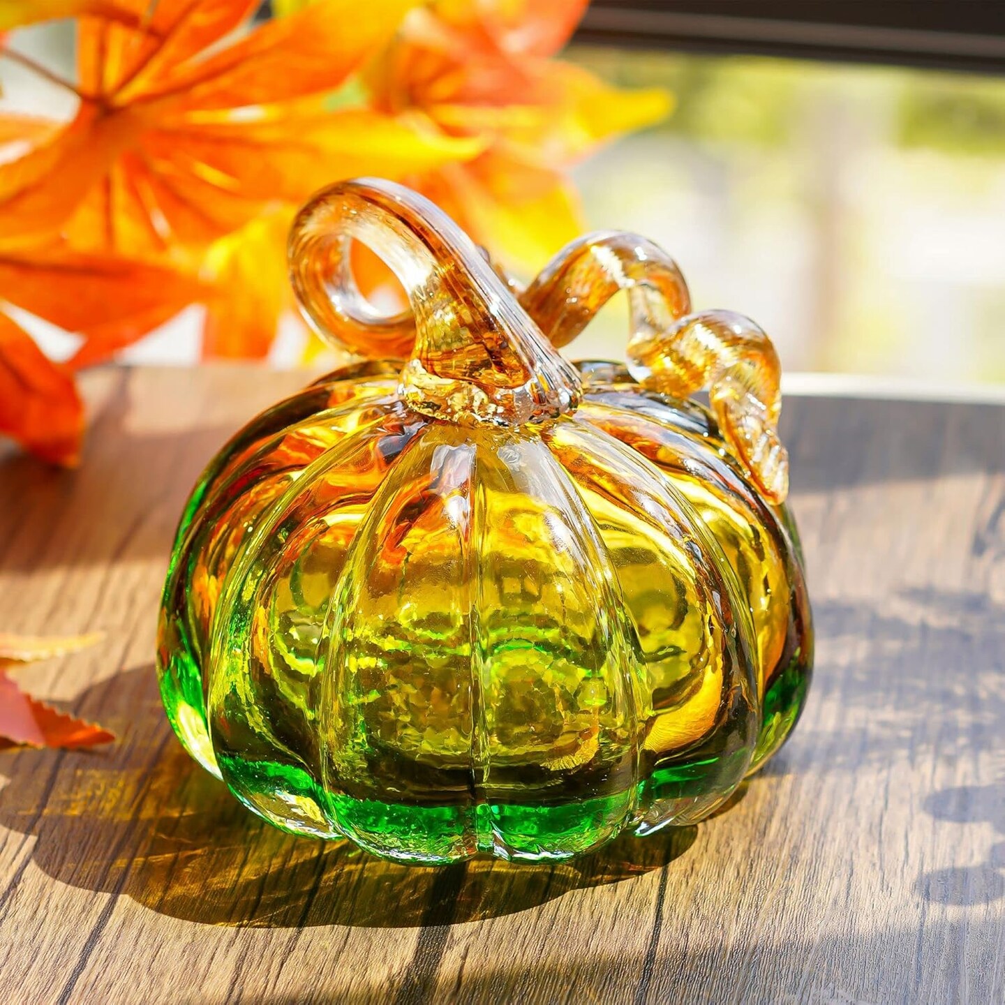 Hand Blown Glass Pumpkin Figurines Collectibles Fall Pumpkin for Decorations