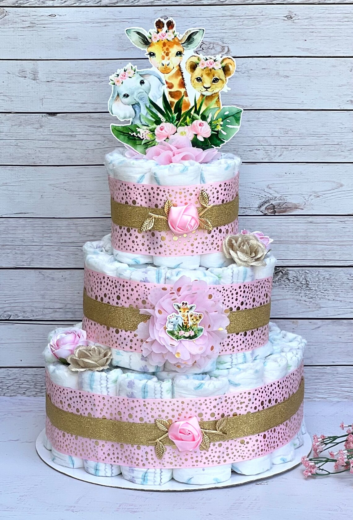 Handmade baby girl diaper store cake