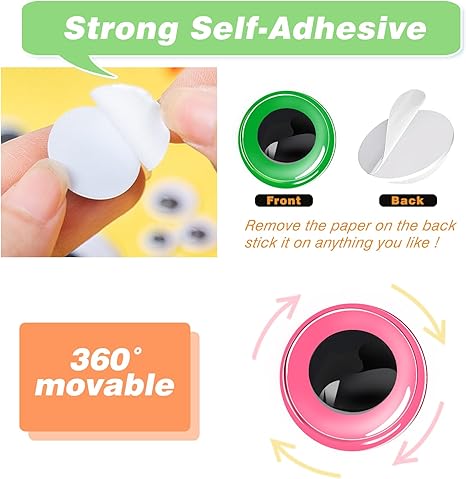 Sticker Eyes 6mm to 35mm Assorted Colors Round Plastic Crafts Eyes for DIY Arts Crafts Scrapbooking