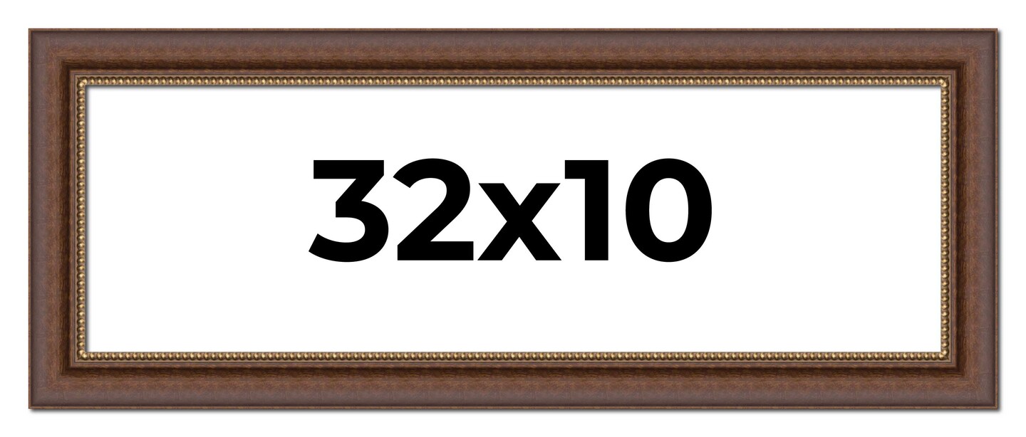 10x32 Traditional Picture Frame with UV-Resistant Acrylic & Acid Free Backing, Available in 3 Finishes - Black, Brown, Gold