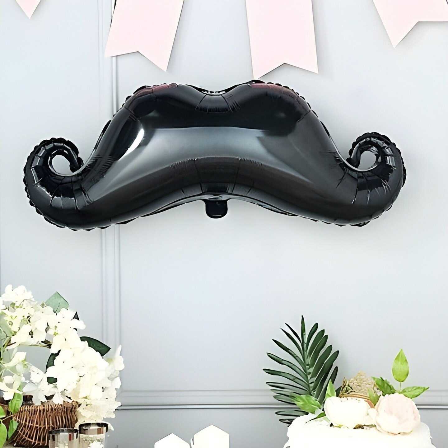 31&#x22; long Black Mustache Mylar Foil Balloon Wedding Birthday Party Decorations