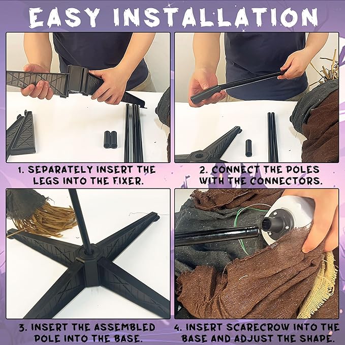 Live-Sized Voice Activated Ghost with Turning Heads, Swing Arms, Red Lighted Eyes & Scary Sound for Haunted House Spooky Party Decorations