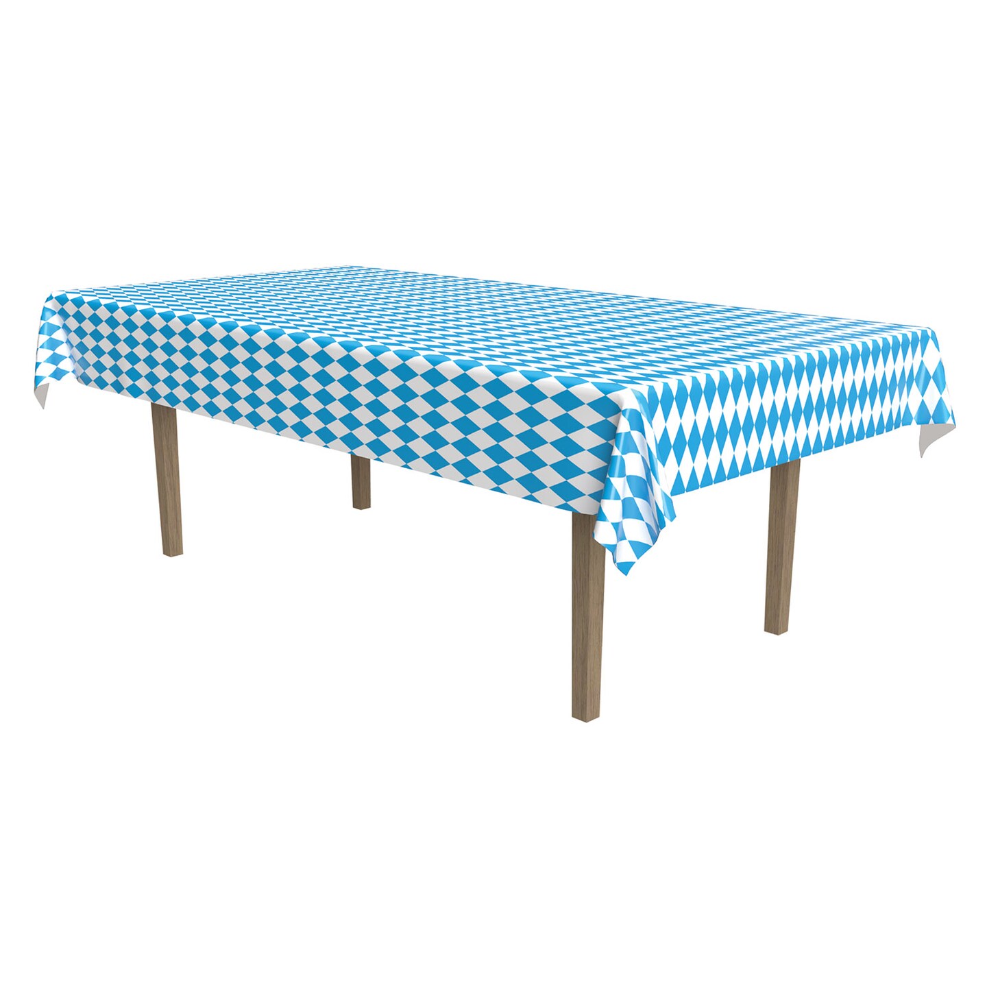 Beistle 54in. x 108in. Blue and White Oktoberfest Tablecover - 12 Pack