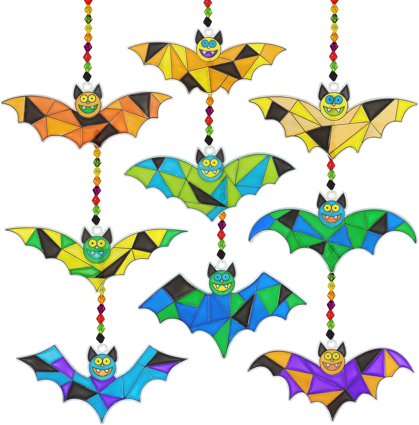 Bat Suncatchers Ornaments Decorations DIY Window Paint Art Suncatchers Bat Suncatchers Painting Kits for Kids Halloween Classroom Activities Art Projects