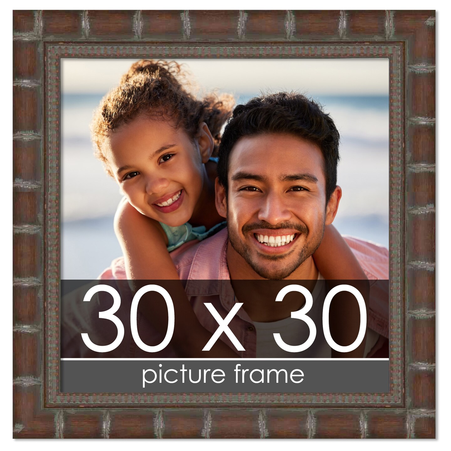 30x30 Modern Bamboo Picture Frame with UV-Resistant Acrylic & Acid Free Backing, Available in 5 Finishes - Gold, Silver, Brown, Black, and Natural