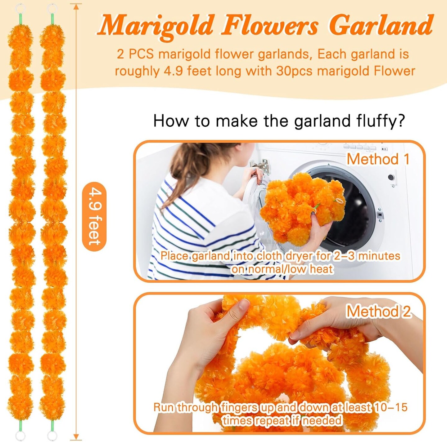 Day of The Dead Decorations Artificial Marigold Flower Garlands Mexican Party