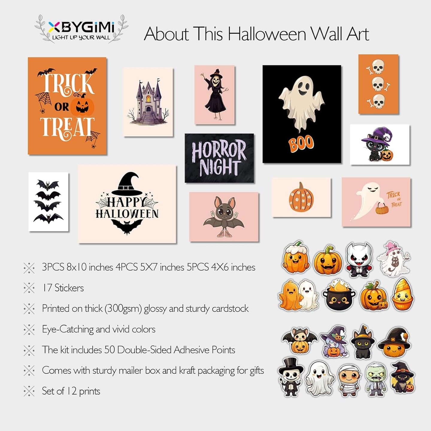 Halloween Wall Art&#x2013; 12 Pcs Halloween Room Decor&#x2013; Gothic Wall Decor Skeleton Posters Halloween Art Prints for Halloween Gallery Wall for Parties, Girls-Home Living Room Bedroom Decor (UNFRAMED)