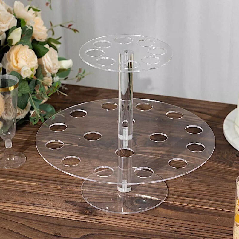 12&#x22; Clear Acrylic 2 Tier Ice Cream Cone Holder Dessert Display Stand Party Event
