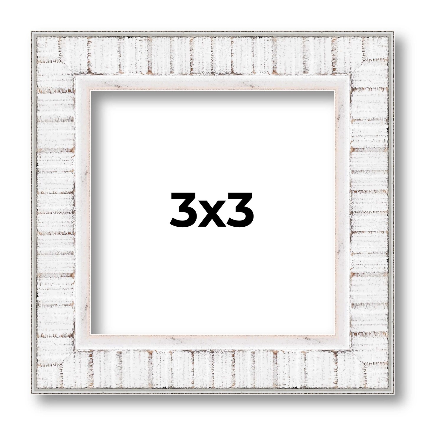 Square Textured White Picture Frame - UV Acrylic, Foam Board Backing, Hanging Hardware