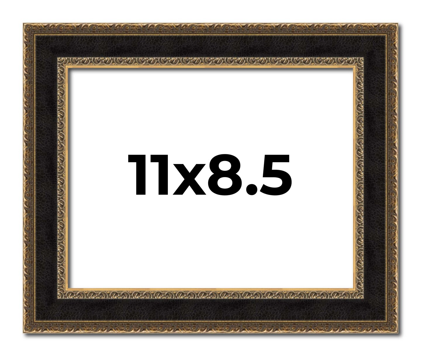 Photo Size Ornate Brown Picture Frame - UV Acrylic, Foam Board Backing, Hanging Hardware