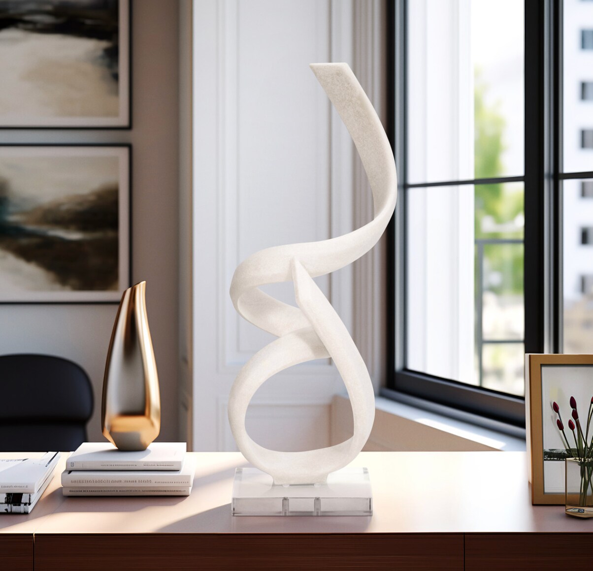 27&#x22; KASSANI OVERSIZED QUARTZ RESIN STATUARY, WHITE