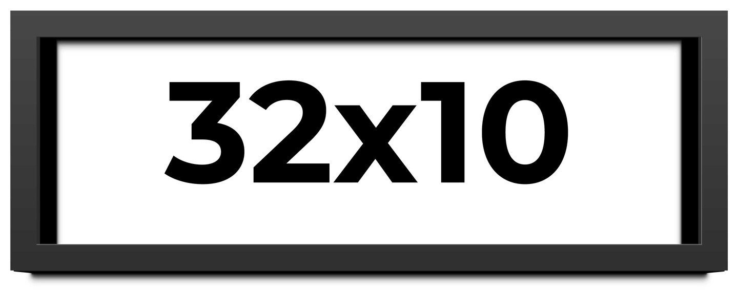 Panoramic Flat Black Picture Frame - UV Acrylic, Foam Board Backing, Hanging Hardware