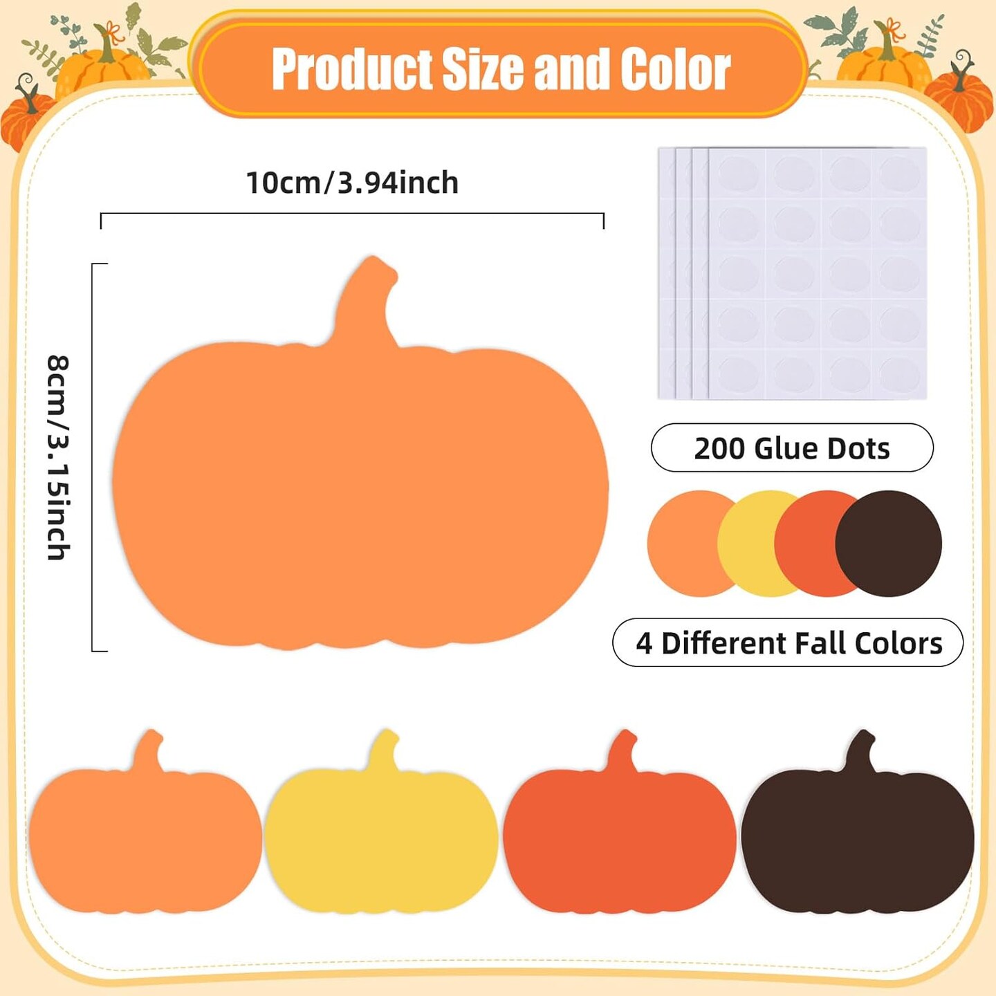 Pumpkin Paper Cut Outs Assorted Colors Pumpkin Die Cuts with Glue Points for Kids School Classroom Bulletin Board Decor Autumn Thanksgiving Crafts Party Supplies