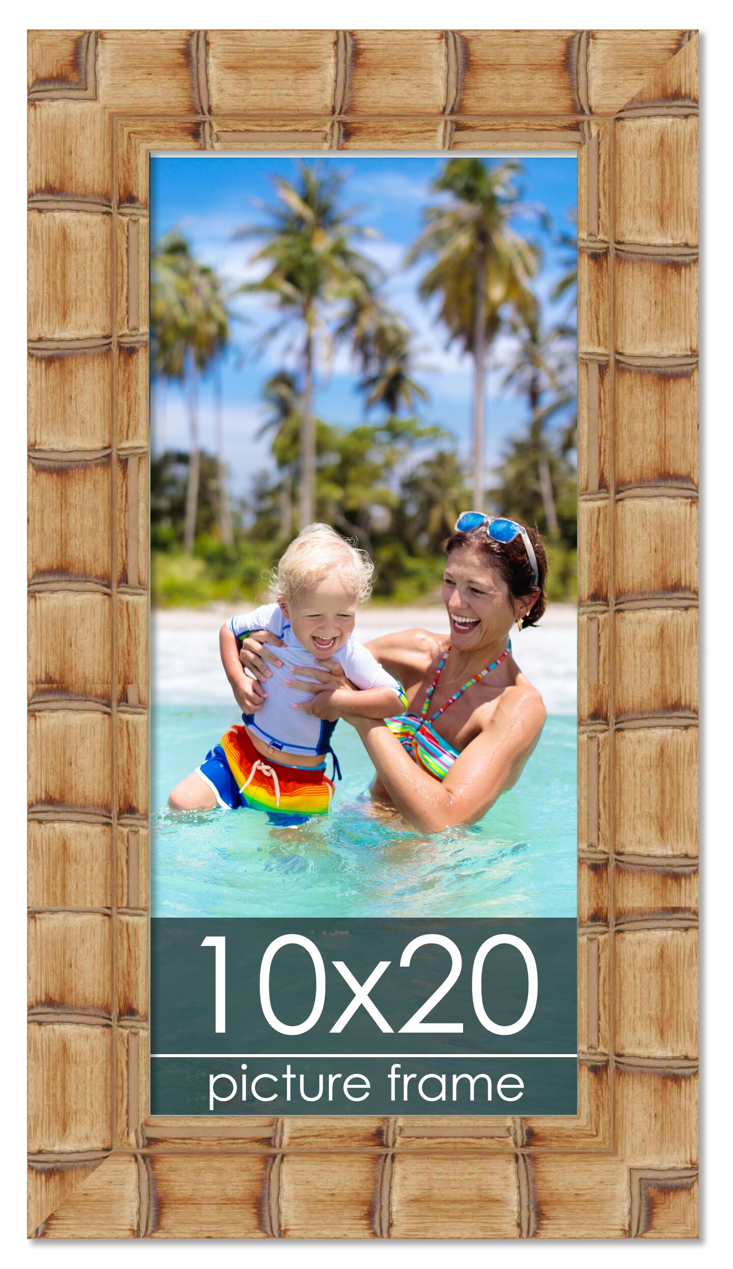 10x20 Wide Bamboo Picture Frame with UV-Resistant Acrylic & Acid Free Backing, Available in 4 Finishes - Brown, Black, Silver, and Natural