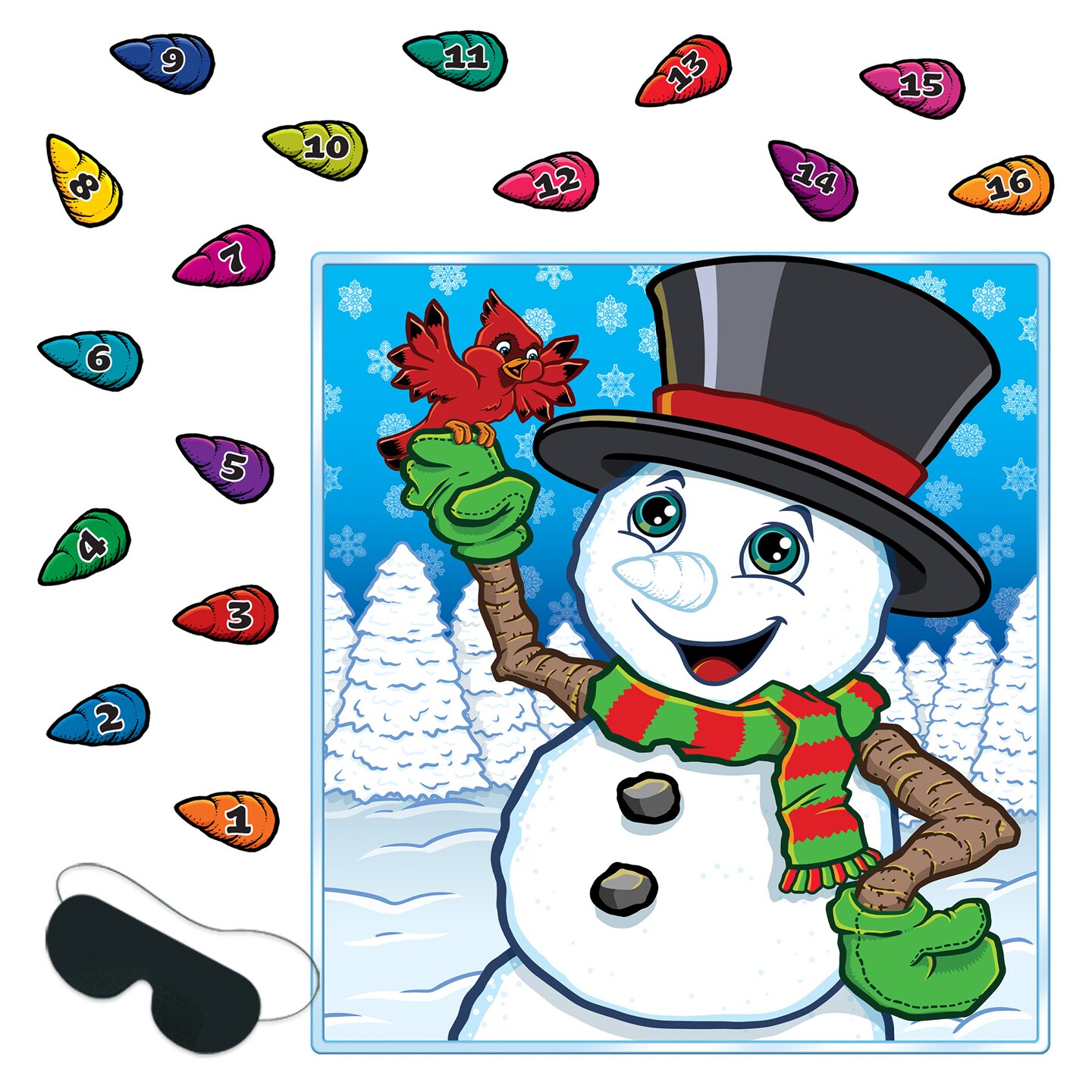 Beistle 19in. x 17&#xBD;in. Pin The Nose On The Snowman Game - 24 Pack