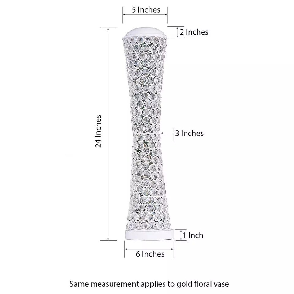 24&#x22; tall Wedding Beaded Vase Centerpiece with Faux Crystals Party Decorations