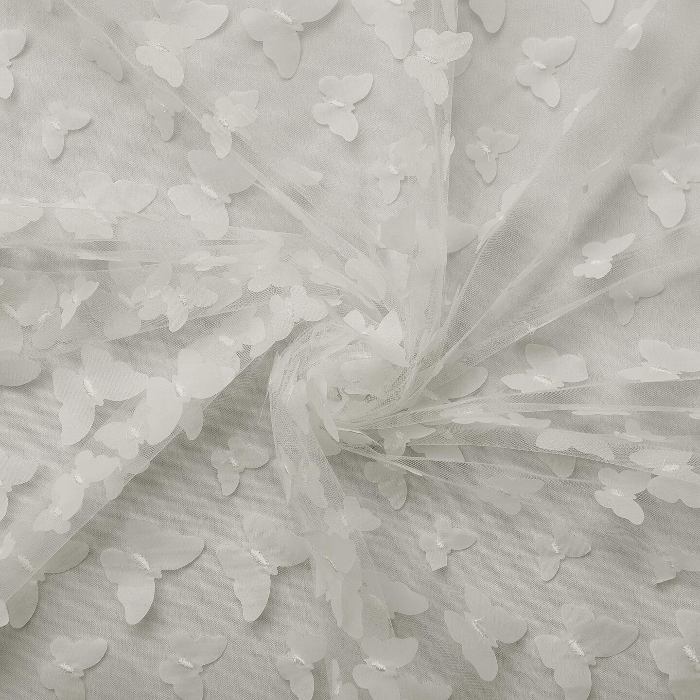 1 Yard 3D Butterfly Embroidered Satin Lace Polyester Fabric Elegant Material 60 Inch Width