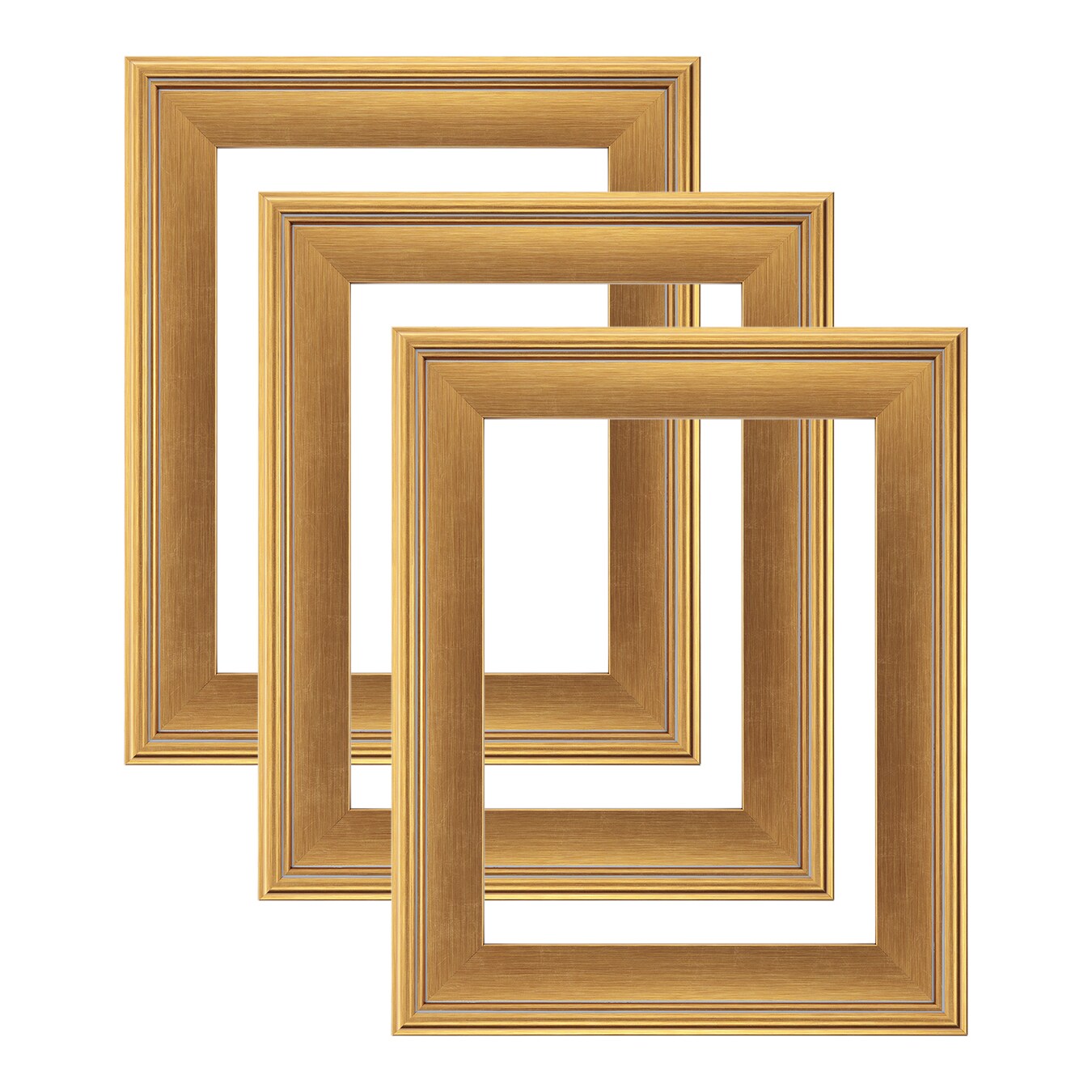 Cardinali Plein Aire Frame, Gold 11x14&#x22;, 3 Pack &#x2013; 3&#x22; Wide Moulding with Raised Edge 1/2&#x22; Rabbet Depth, Classic Canvas Frame for Painting or Artwork, Made in USA
