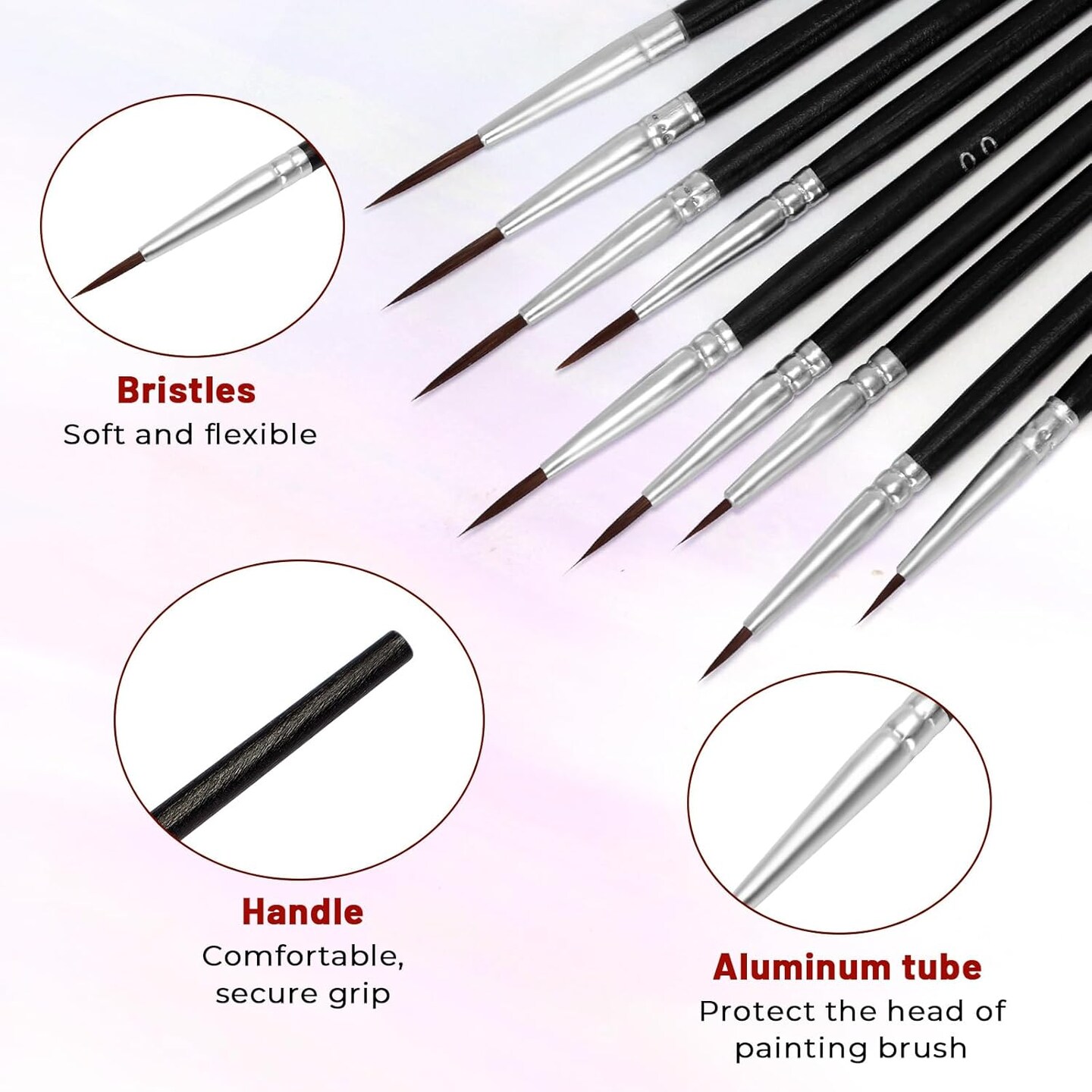 30 Pcs Tiny Detail Paint Brushes Set, Micro Small Paint Brush with 3 Sizes, Mini Miniature Thin Fine Tip Liner Paintbrushes for Nail Art Watercolor Crafts Oil Acrylic Painting Models Detailing Sculpt