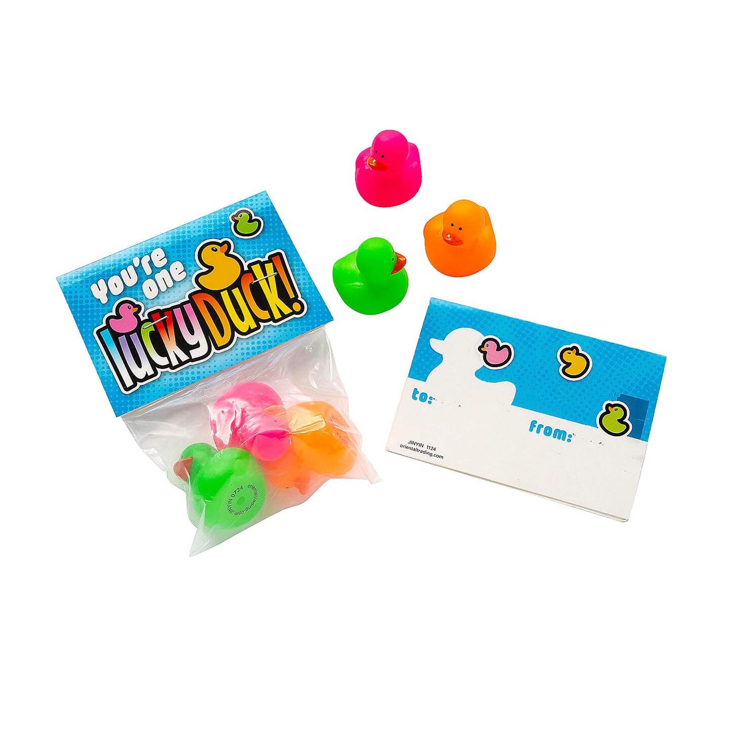 5 1/2&#x22; Mini Neon Ducks Lucky Duck Exchange Packs 12 Pieces