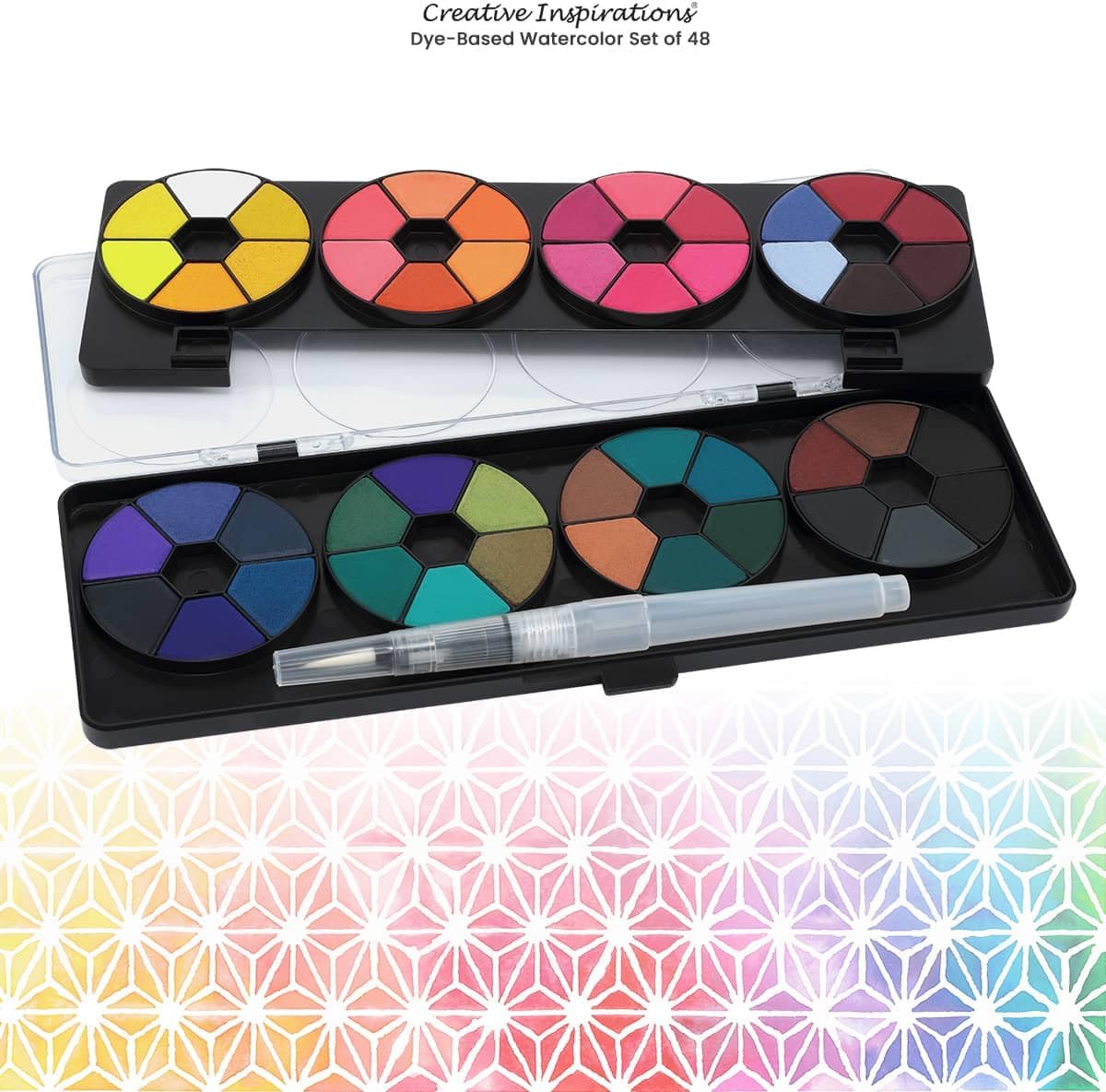 Watercolor Paint Set - 48 Dye-Based Watercolor Paints for Adults - Compact, Vibrant, Travel-Friendly Set with Water Brush Pen and Mixing Lid