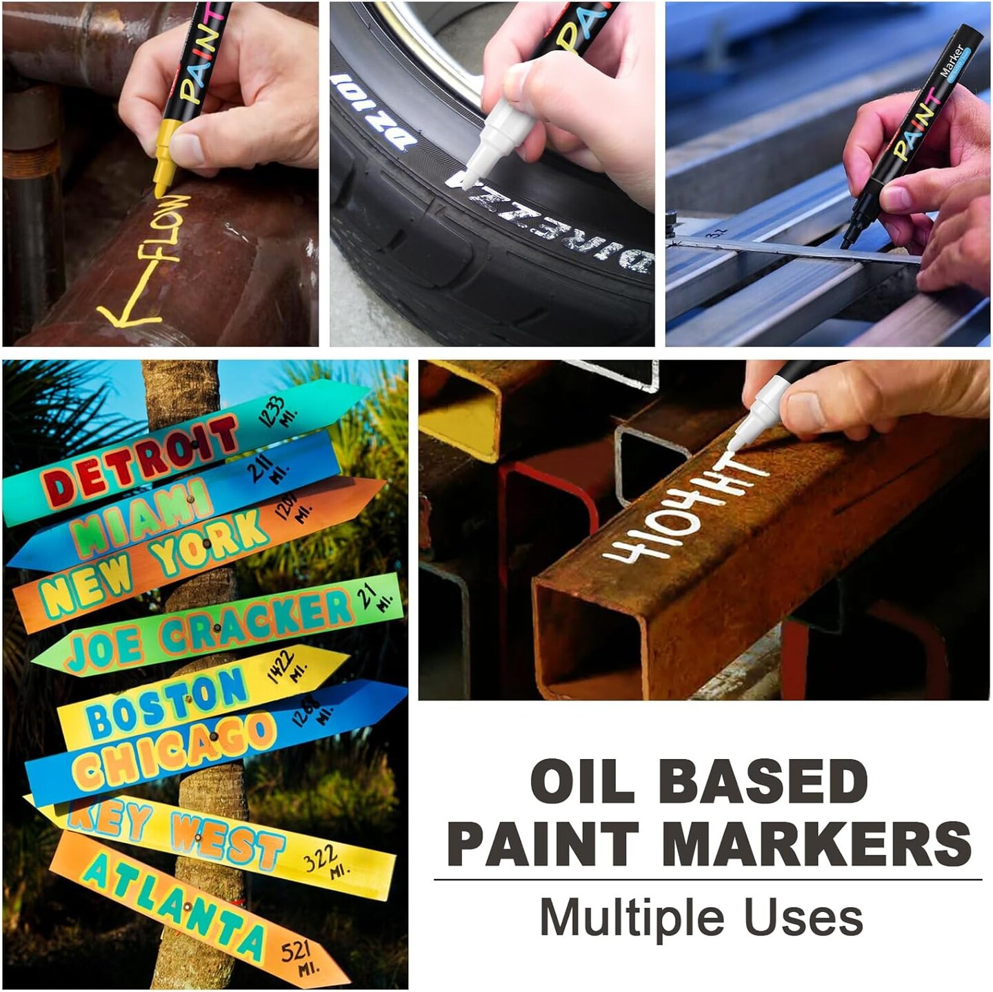 Paint Pens Paint Markers, 20 Colors Oil-Based Waterproof Marker Pen Set, Never Fade Quick Dry and Permanent, Works on Rocks Painting, Wood, Fabric, Plastic, Canvas, Glass, Mugs