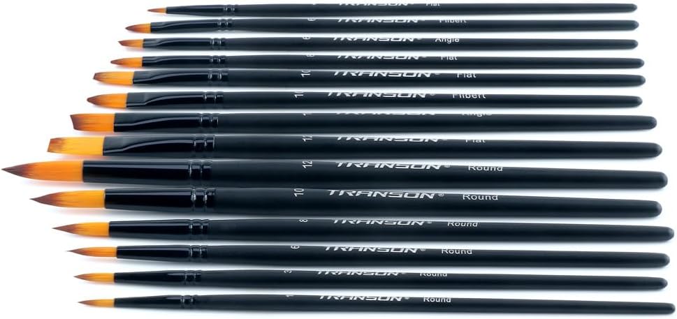 14pcs Artist Paint Brushes for Acrylic, Watercolor, Gouache, Oil and Hobby Painting Black Color