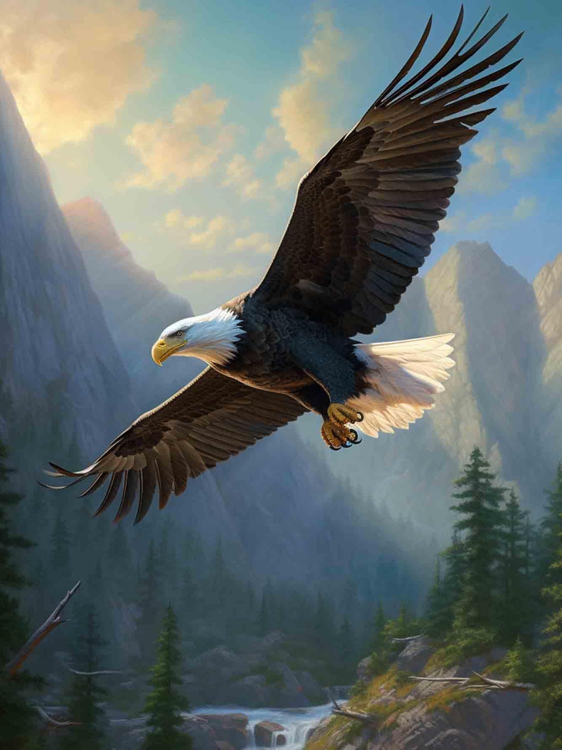 5D Diamond Art Kits for Adults Soaring Eagle, Full Drill Diamond Art Animals Pictures Paint with Diamonds, DIY Cross Stitch Jewel Art Rhinestone Craft for Home Wall Decor 12X16 inch
