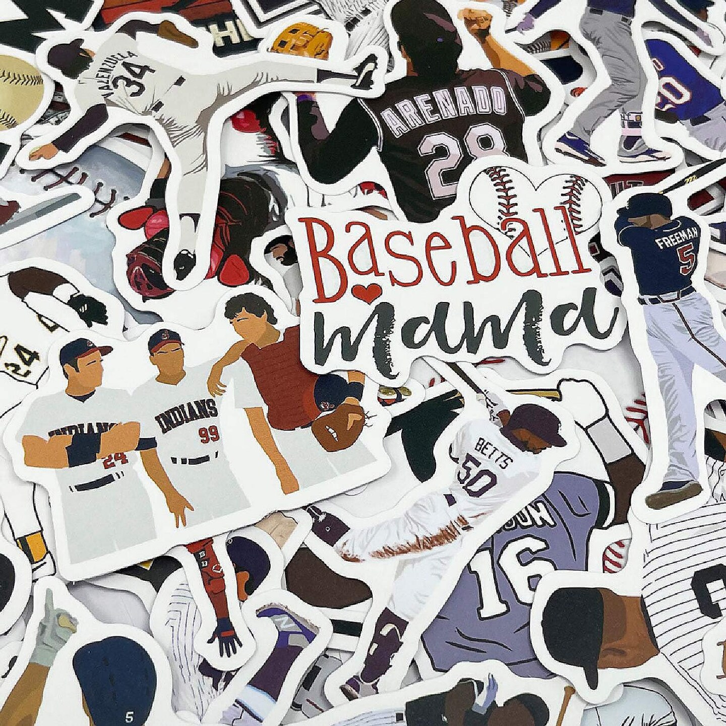 Wrapables Waterproof Vinyl Stickers for Water Bottles Laptops 100 Pieces Baseball Theme
