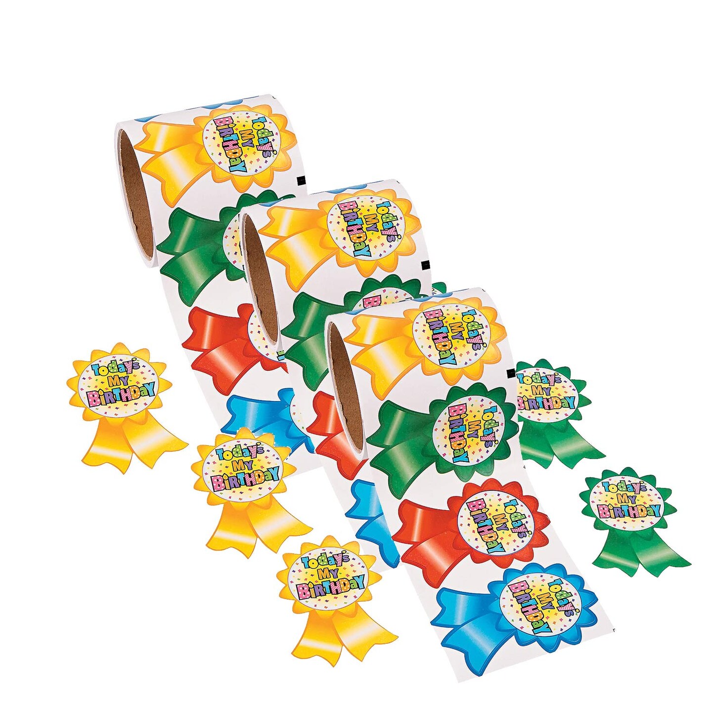 3 1/2" Bright Colors Today’s My Birthday Sticker Roll 100 Stickers