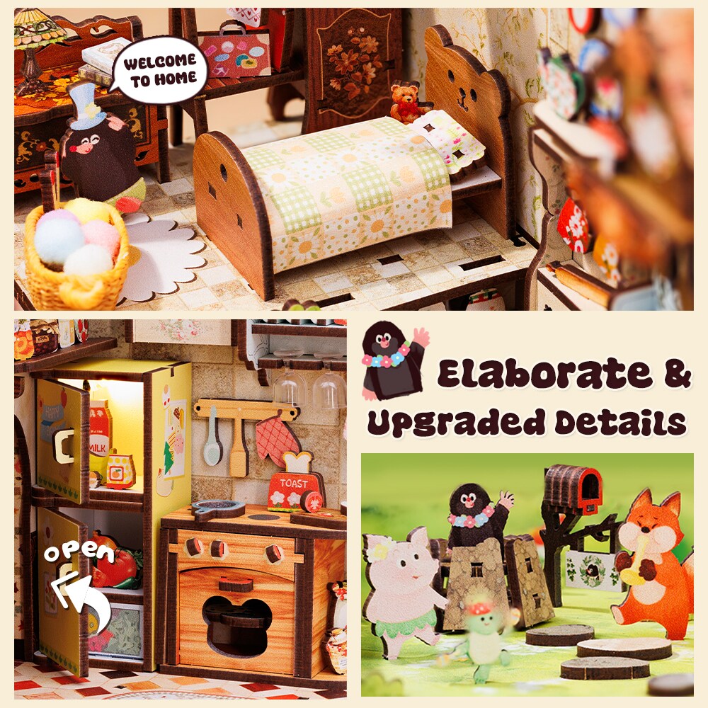 CUTEBEE Book Nook Kit Mole's Apartment Diy Miniature House Shelf Insert Kit