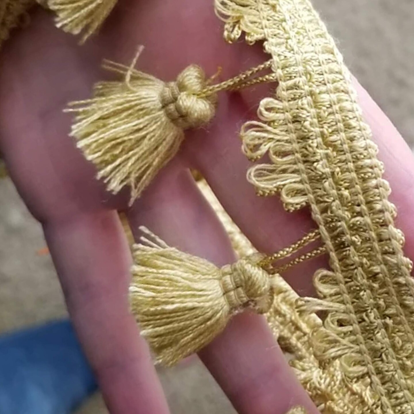 1 Yard Beige Braided Gimp Trim with Elegant Tassel Fringe for Home Décor and Upholstery 2” Width