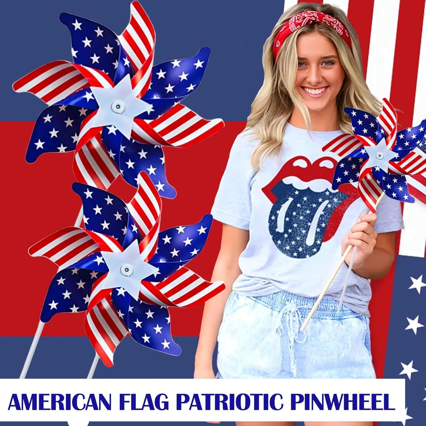 10 Pcs Patriotic Pinwheels Decorations
