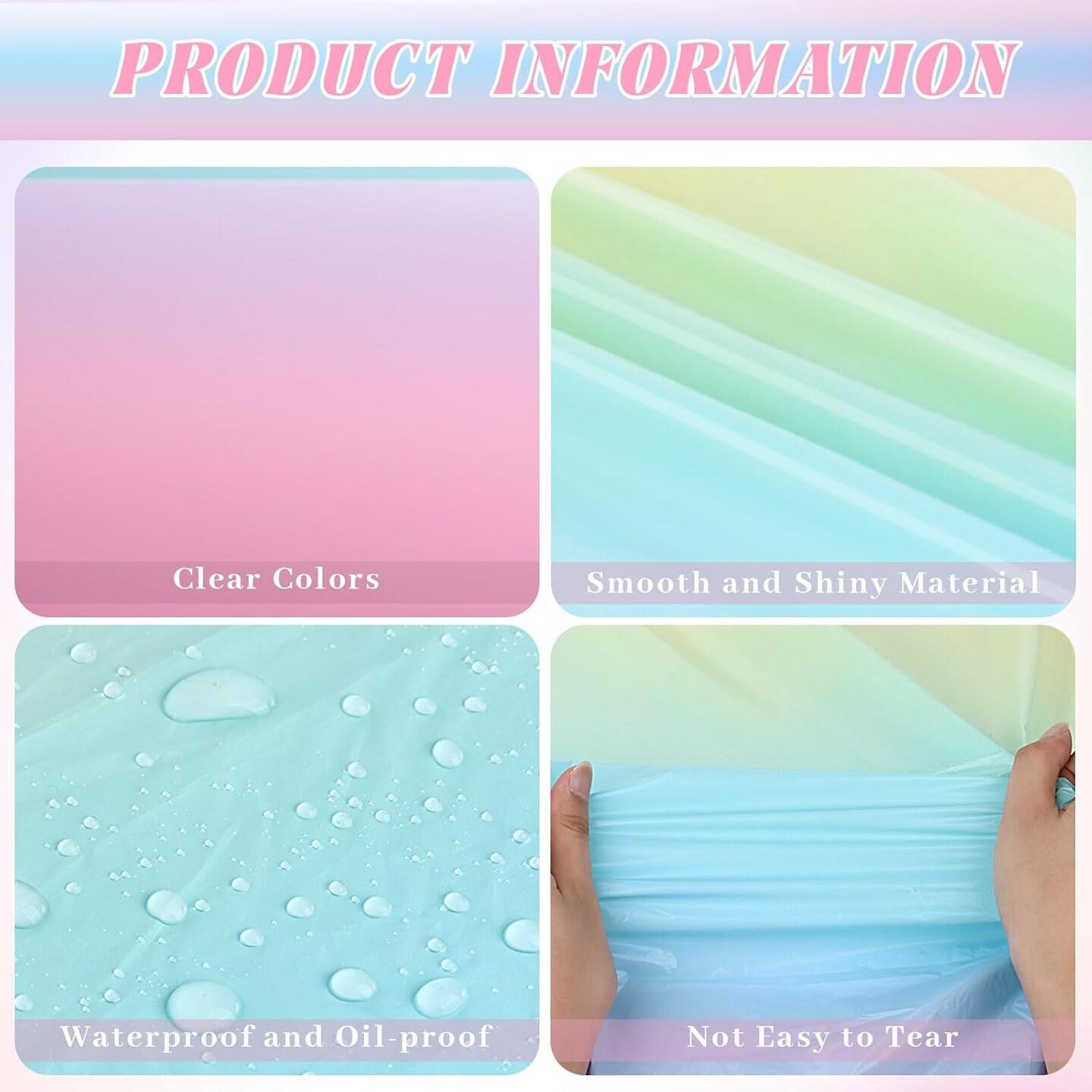 6 Pack Rainbow Tablecloth Pastel Table Cloths