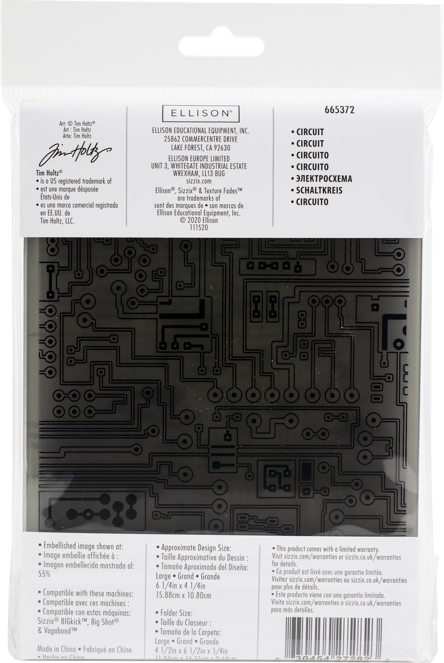 Sizzix 3D Textured Impressions Embossing Folder By Tim Holtz-Circuit