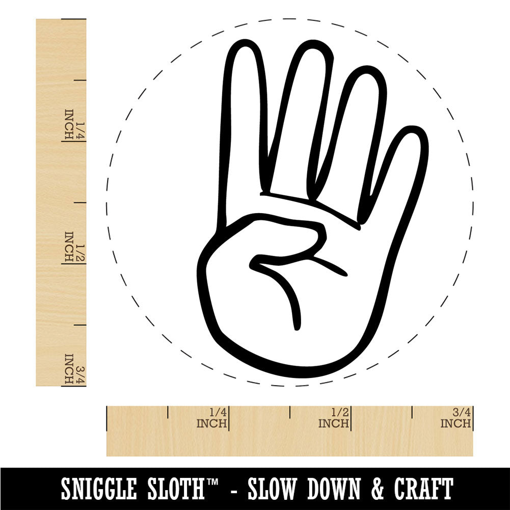 Hand Holding Up Four Fingers Rubber Stamp for Stamping Crafting Planners