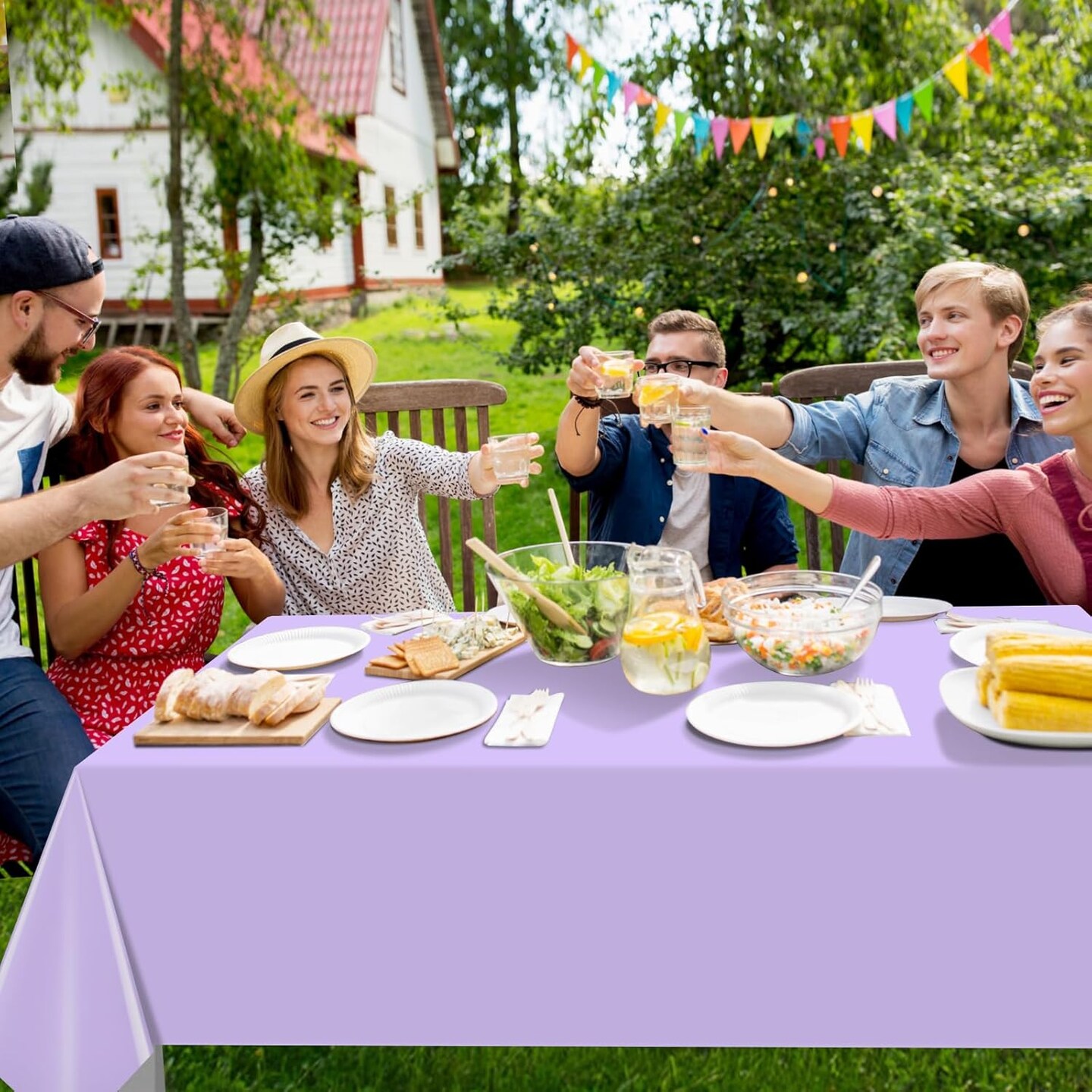 16 Pack Light Purple Plastic Tablecloth