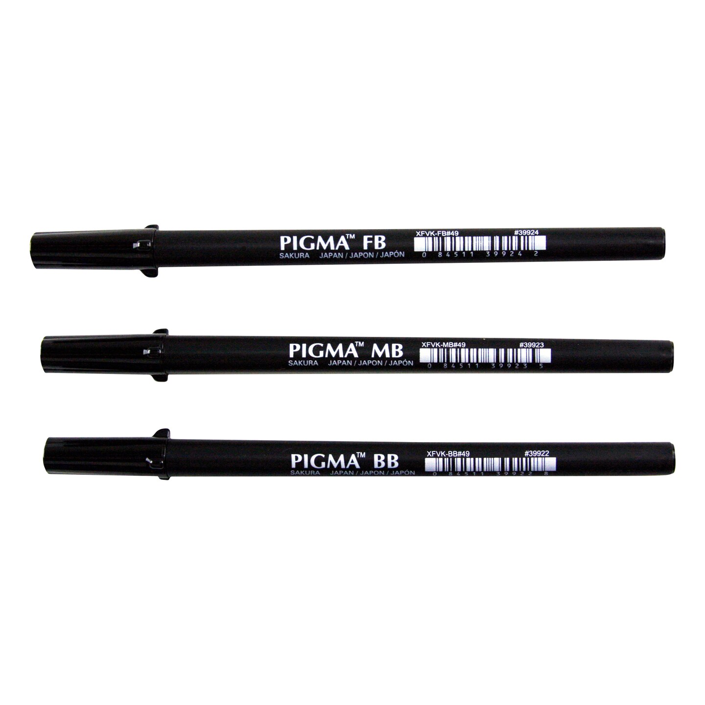 Sakura Pigma Professional Brush Pens 3pc Set (FB,MB,BB)-Black