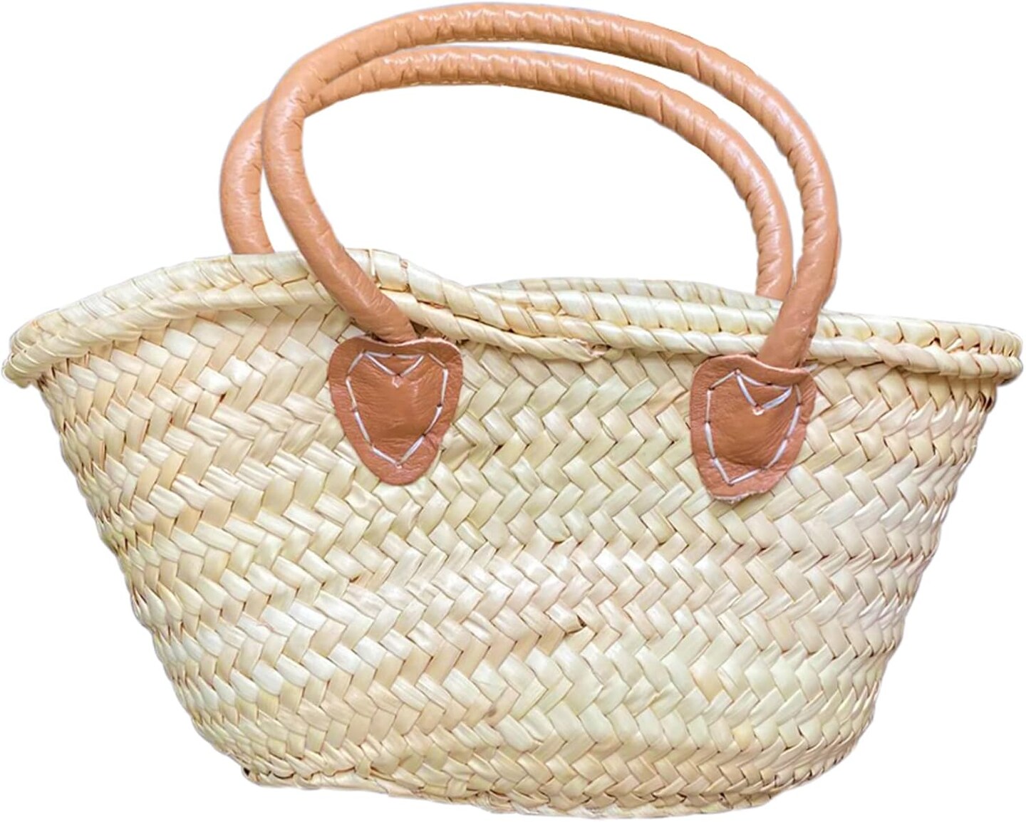 French Market Basket Bag, Small (14x7) Handmade Moroccan Seagrass Basket Straw Bags For Summer, Market, Beach, Laundry, &#x26; Picnic Wicker Basket