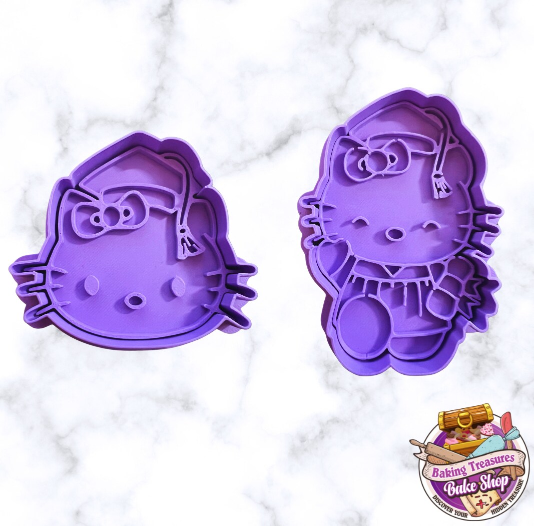 Graduation Cat Cookie Cutters and Stamp 2 pc