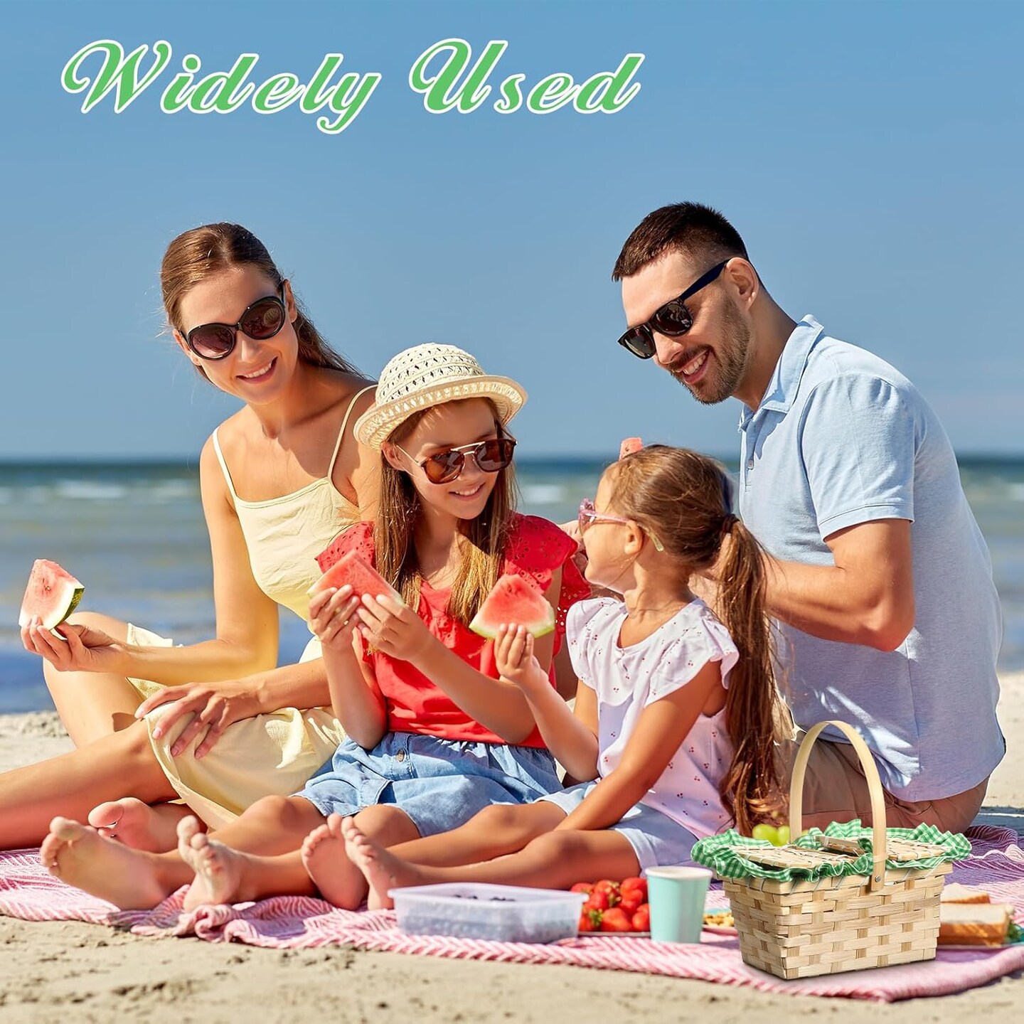 Mini Picnic Basket with Lid and Handle Small Gingham Woven Picnic Hamper (Green and White)