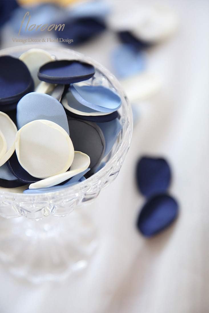300pcs Rose Petals Dusty Blue Navy Faux Silk Flower Petals for Wedding Flower Girl Basket Aisle Scatter Dinner Table Centerpieces Party Confetti Decoration Romantic Night Home Decor