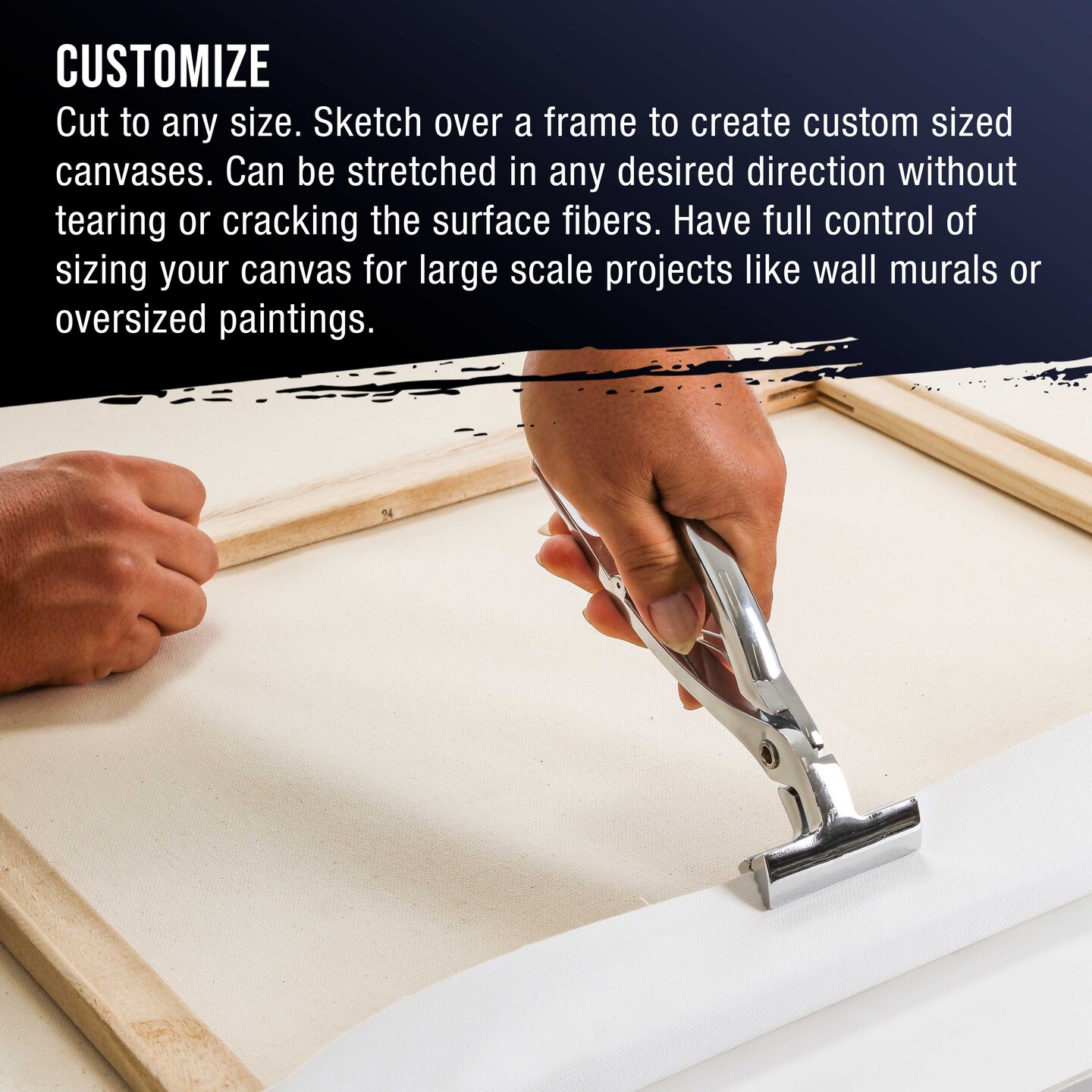 U.S. Art Supply 12-Ounce Triple Primed Gesso 12" Wide x 6' Long (2 Yards), 100% Cotton, Acid-Free - Unstretched Canvas Rolls for Painting, Oil & Acrylic, Murals - Cut To Frame Size