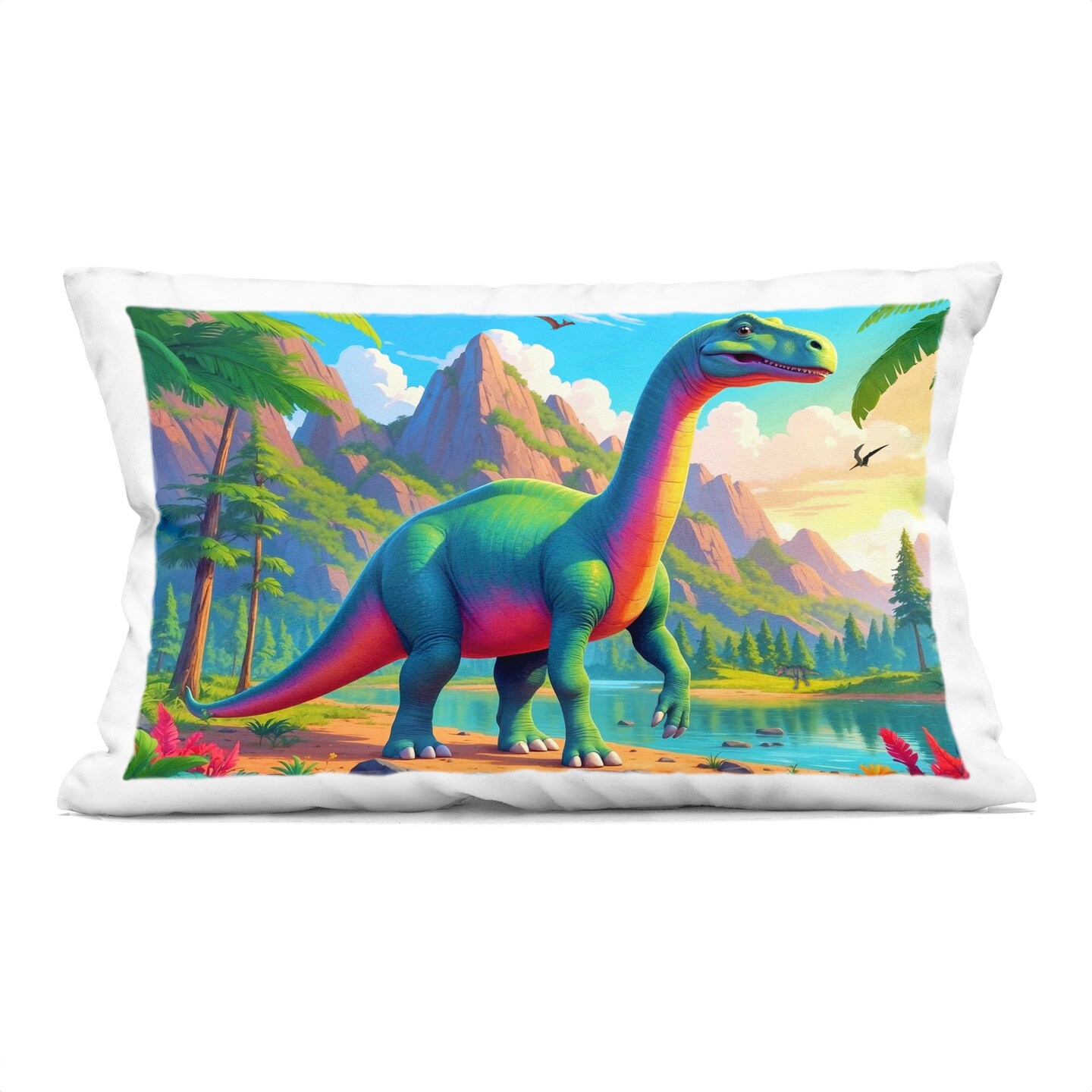 Stupell Industries Vibrant Brontosaurus by River Decorative Printed Throw Pillow, design by Tabz Jones, 14 x 7 x 20