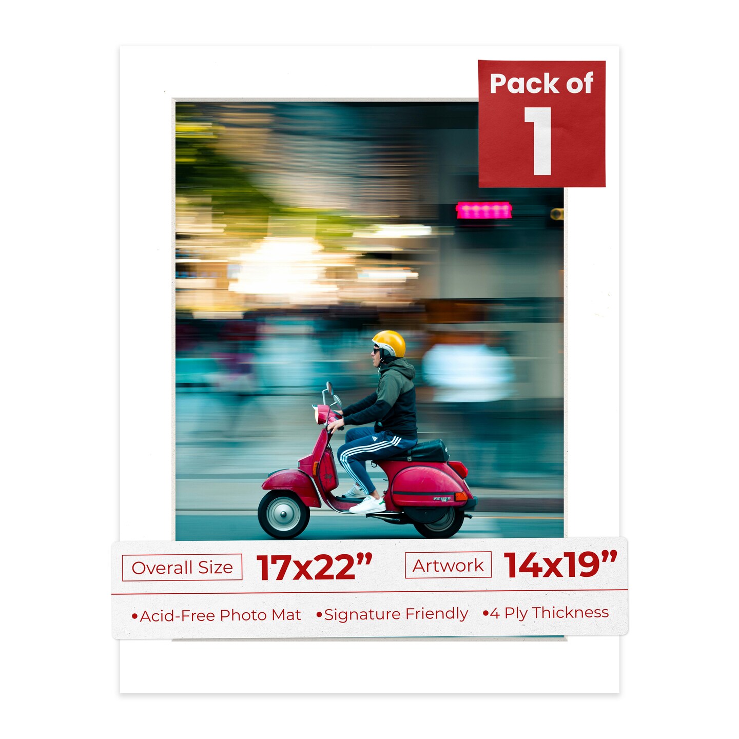 Textured White Mat Board for 17x22 Frames - Fits 14x19 Photos