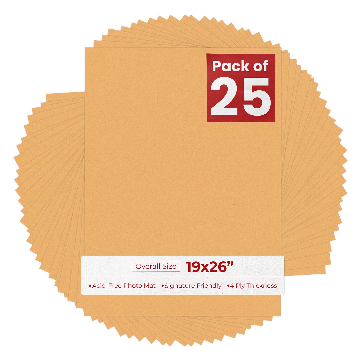 Topaz Orange 19x26 Uncut Mat Board - Blank Sheets, No Opening