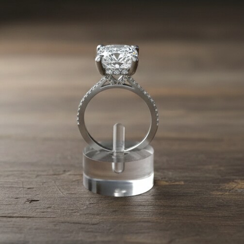 14K White Gold Natural Earth Mined Cushion Cut Diamond Engagement
