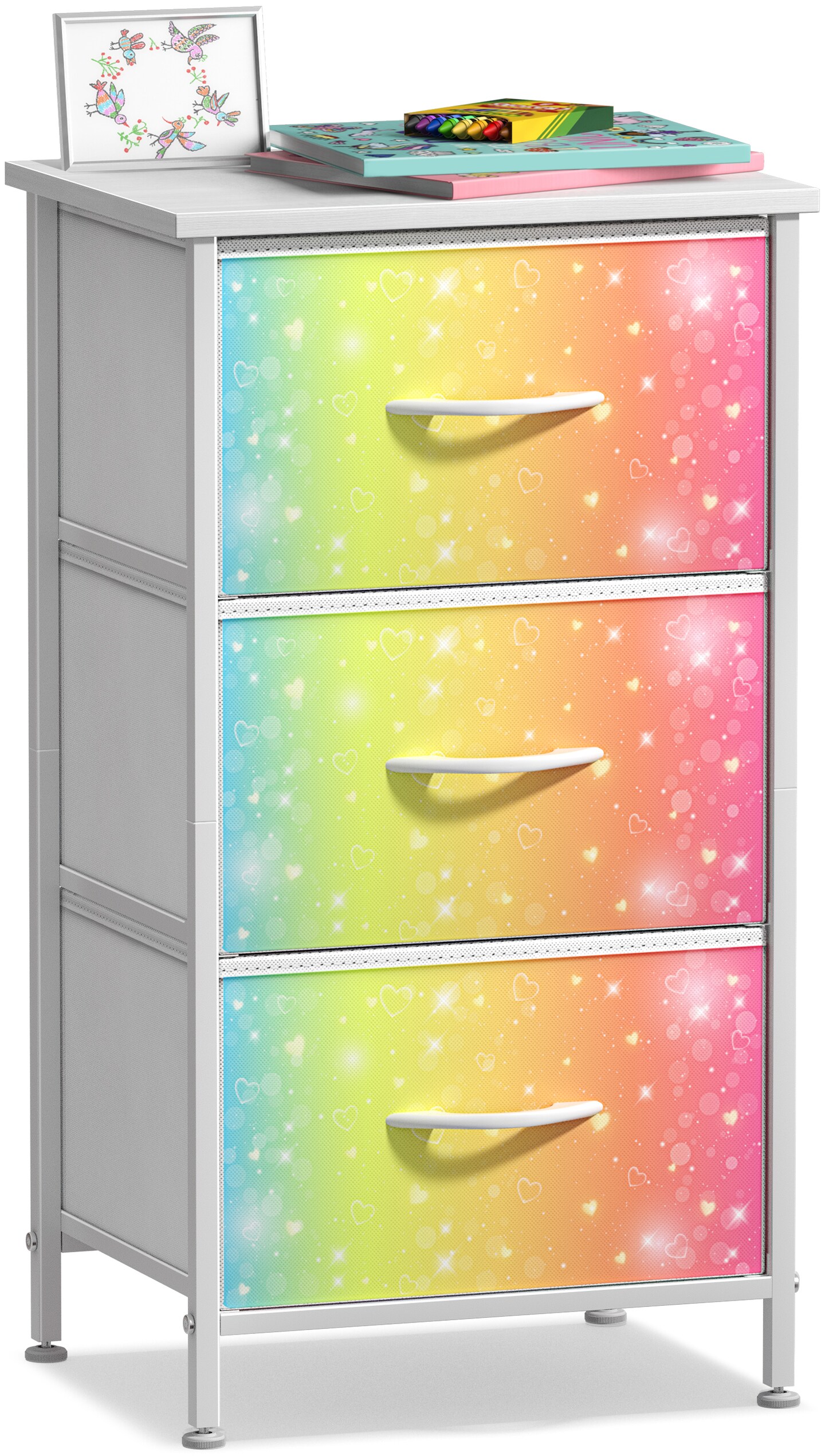 Sorbus Dresser with 3 Drawers - Bedside Furniture & Accent End Table Chest for Home, Bedroom Accessories, Office, College Dorm, Steel Frame, Wood Top, Fabric Drawers