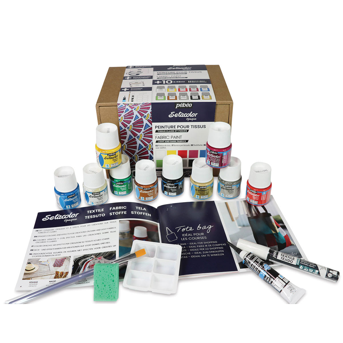Pebeo Setacolor Fabric Paint - Opaque Collection Set of 10, 45 ml, Bottle
