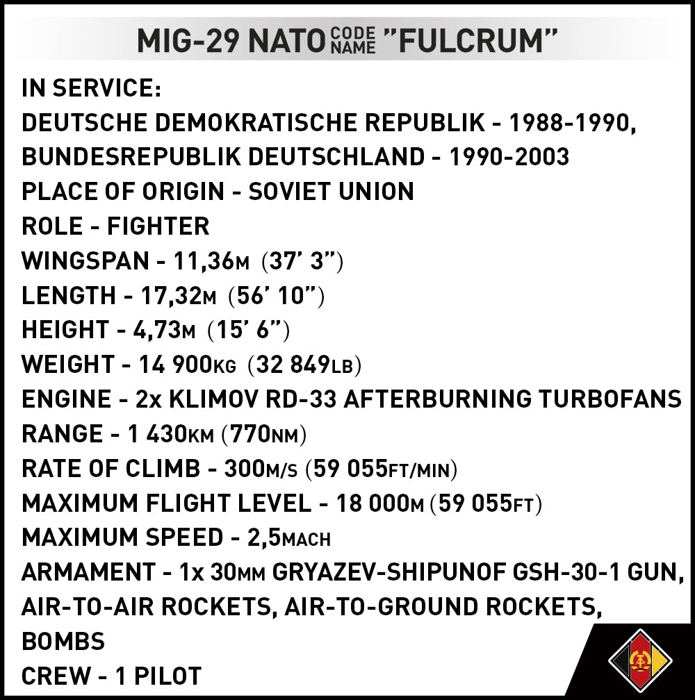 COBI Armed Forces MiG-29 (East Germany) Aircraft